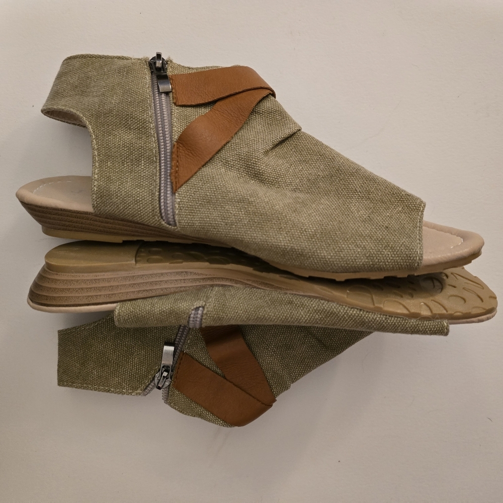 JUTI Tan Brown Sandals Ankle Shoes with Side Zipper Festival Fun Summer Size 7.5 - Picture 9 of 15